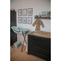 MamaLoes Stone Green Badset Incl. Zwarte Badstandaard -Winkel Voor Babyverzorgingsproducten badstof nougat 03 11