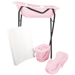 MamaLoes Badstandaard Zwart DM-029b -Winkel Voor Babyverzorgingsproducten mamaloes badset lichtroze met zwarte badstandaard 1 1